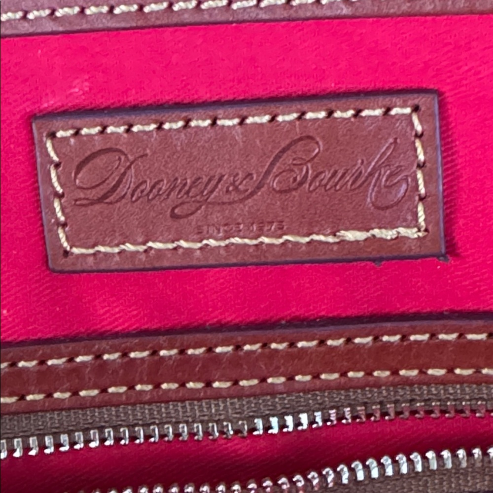 Dooney & Bourke brown ostrich leather zip zip satchel crossbody bag - Picture 10 of 16